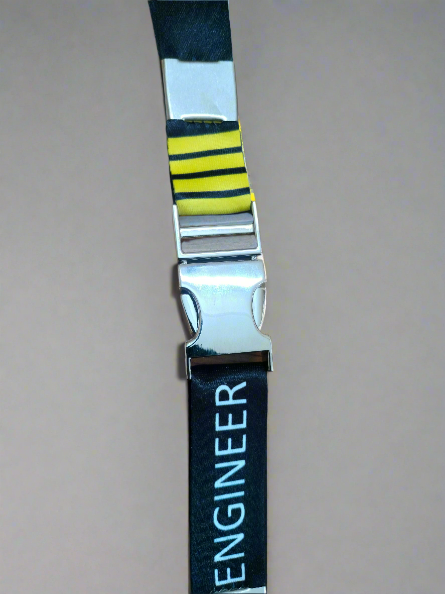 Engineer Four Stripes Premium Id Card Lanyard - Black