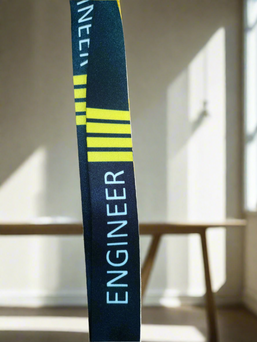 Engineer Four Stripes Premium Id Card Lanyard - Black
