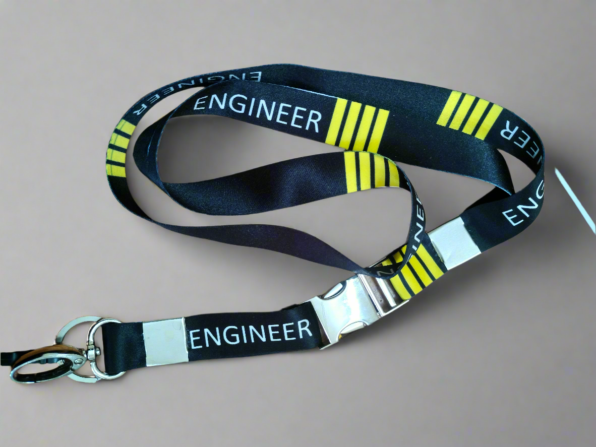 Engineer Four Stripes Premium Id Card Lanyard - Black