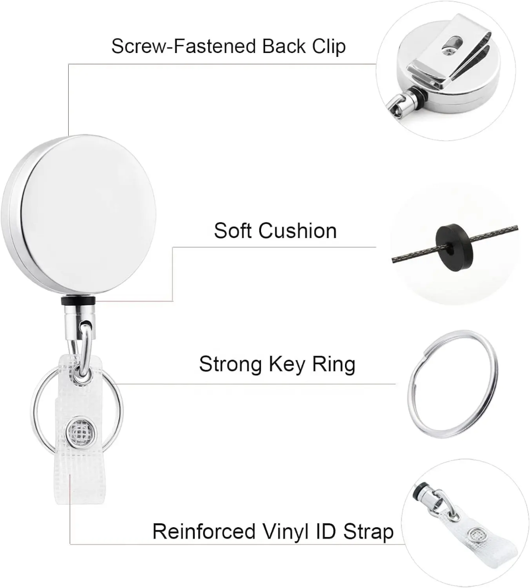 Premium Metal Retractable Badge Reel with Clip – Heavy Duty ID Card Holder