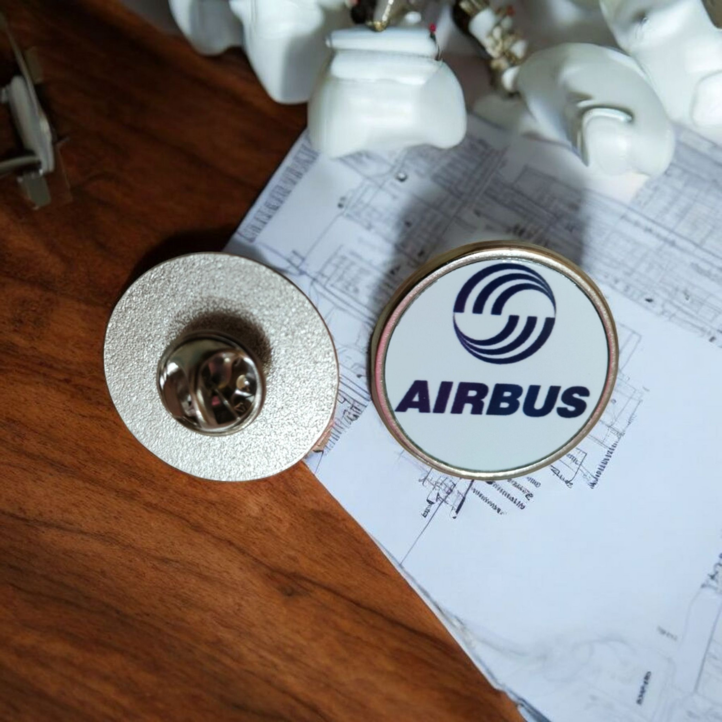 Airbus Logo Circular Lapel Pin – White Background