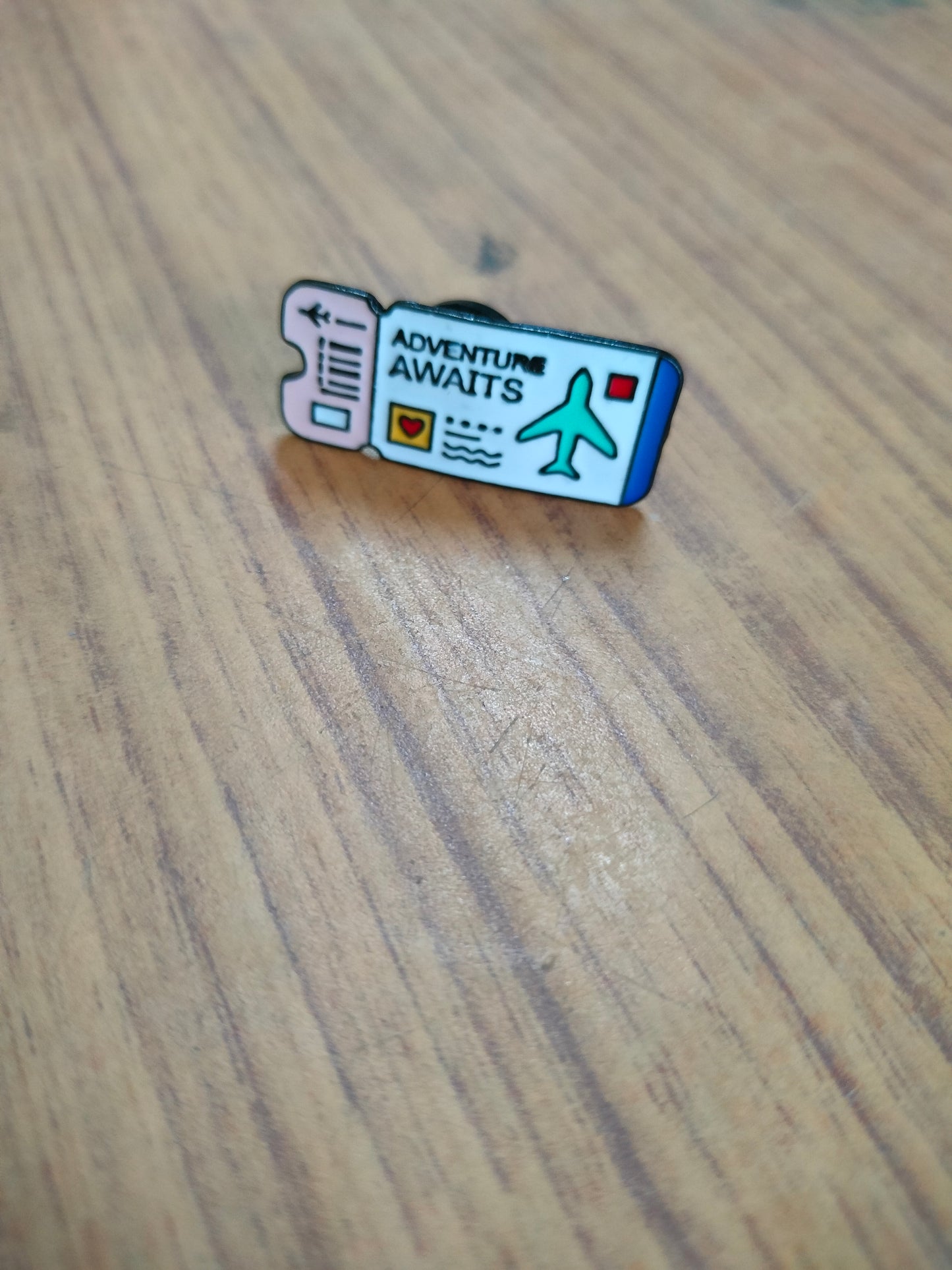 Adventure Awaits Boarding Pass Lapel Pin – Travel Ticket Enamel Badge (Orange & White Variants)