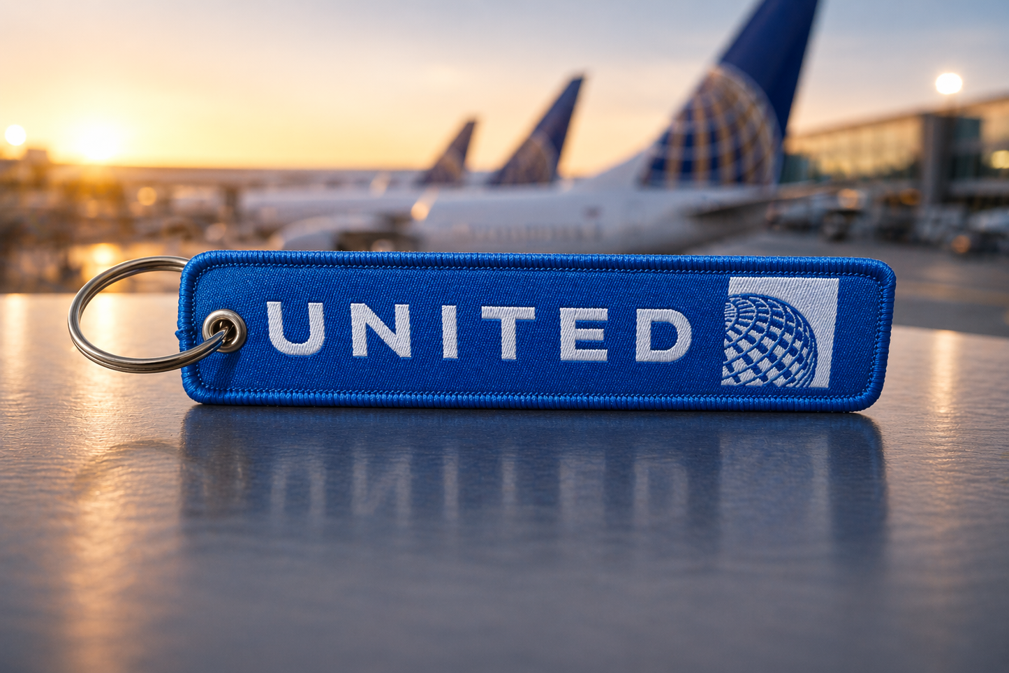 United Airlines Keychain | Embroidered Aviation Crew Tag | Pilot Keyring | Airline Keychain India | Global MitRa