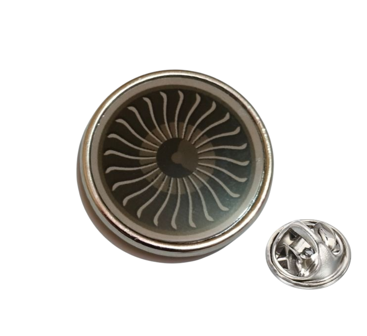 Jet Engine Lapel Pin – 25 mm Premium Metal Aviation Badge by Global MitRa on Dark Background