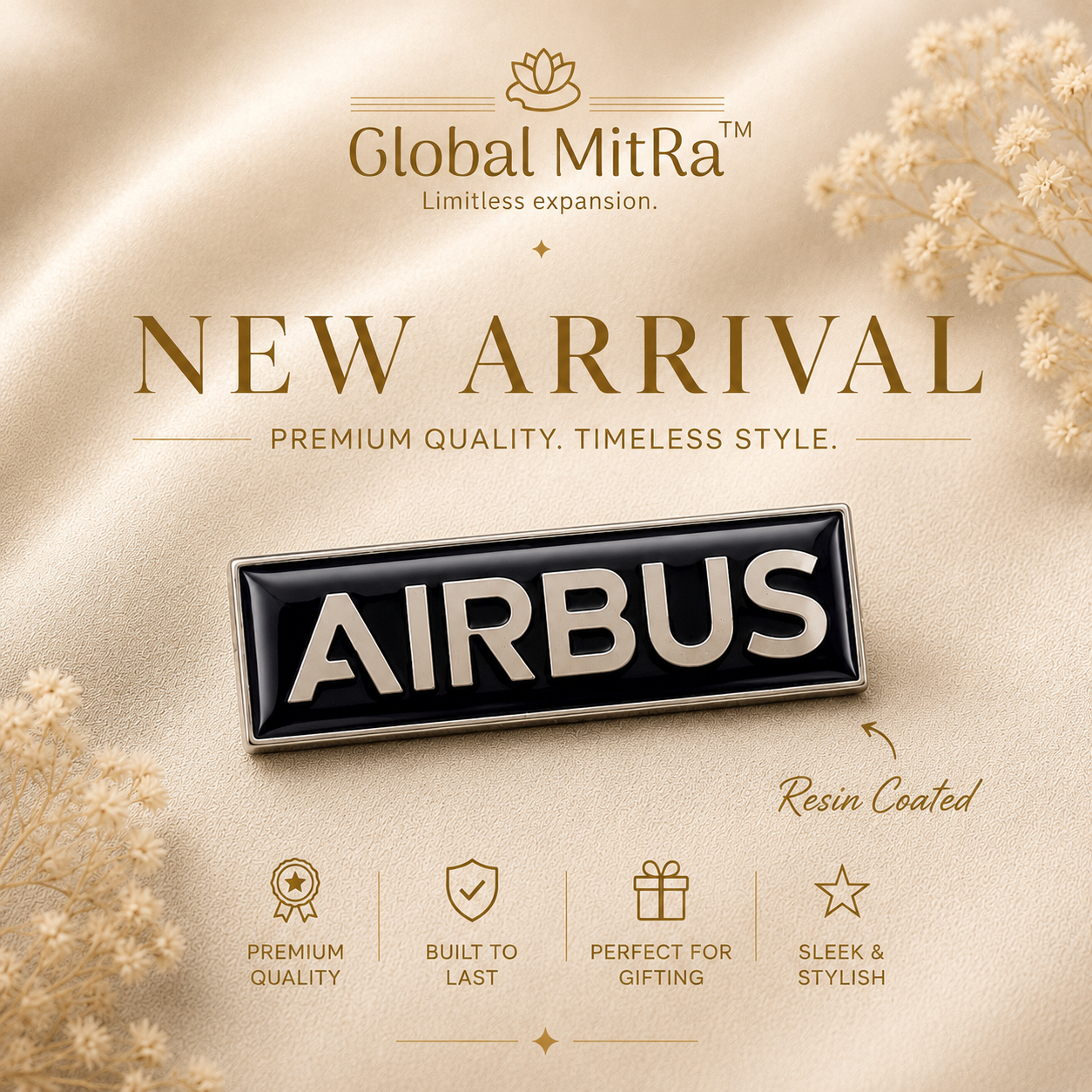 Airbus Resin Coated Premium Metal Badge Pin | Aviation Lapel Pin | Global MitRa