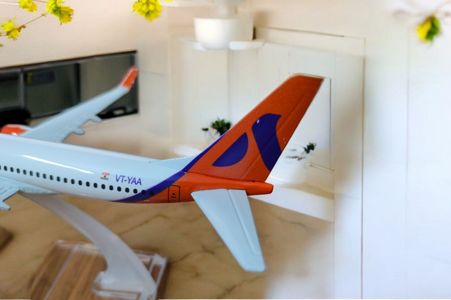 Akasa Air Boeing 737 MAX Aircraft Model – 20cm Diecast Plane Collectible with Stand | Global MitRa