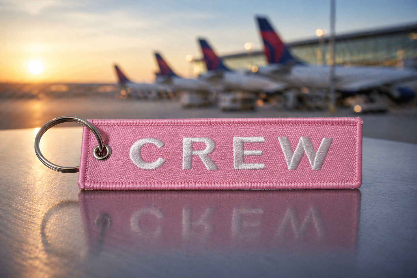 Crew Embroidered Aviation Keychain | Pilot Crew Tag Keyring | Flight Crew Keychain | Aviation Gift India | Global MitRa