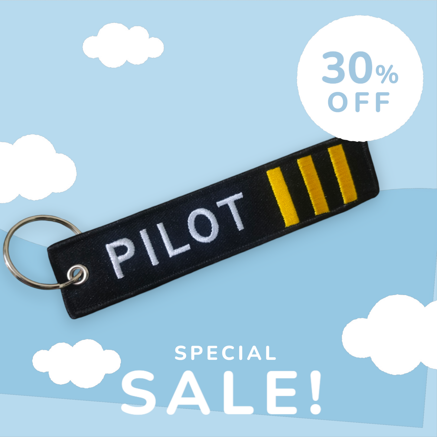 Pilot III embroidery keychain