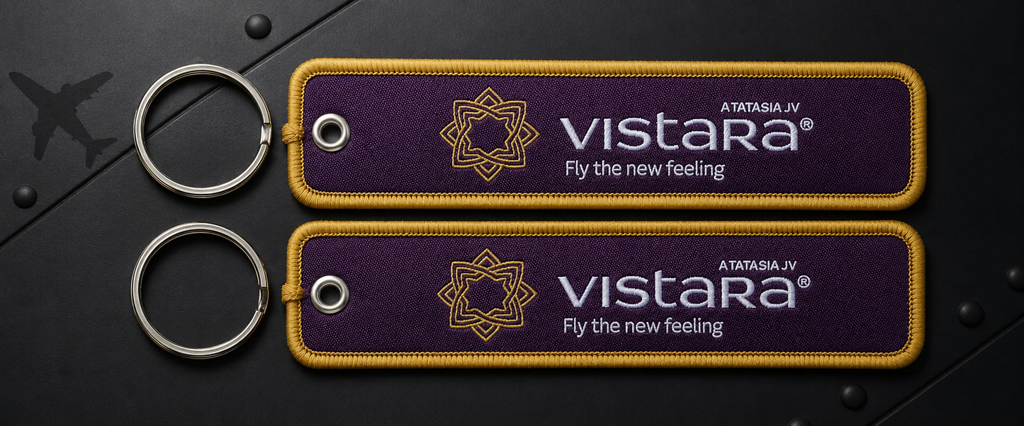 Vistara Embroidered Keychain | Premium Aviation Flight Tag | Airline Luggage Tag | Global MitRa