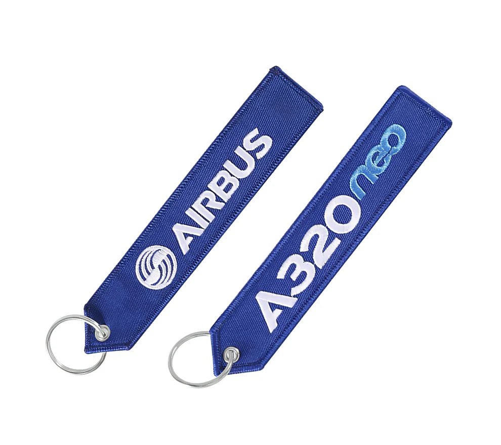 A320neo Embroidered Keychain Blue