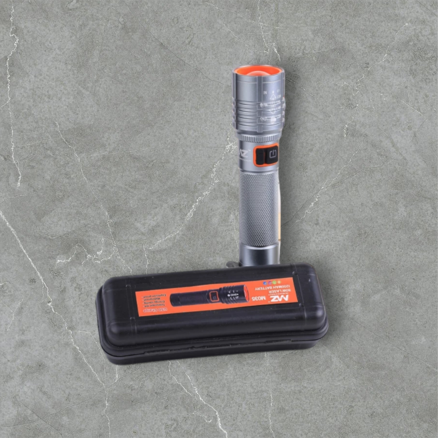 MZ 035 Zoomable 5 Modes Flashlight - Super Bright Cree T6 LED Light, Rechargeable & Water-Resistant (Silver)
