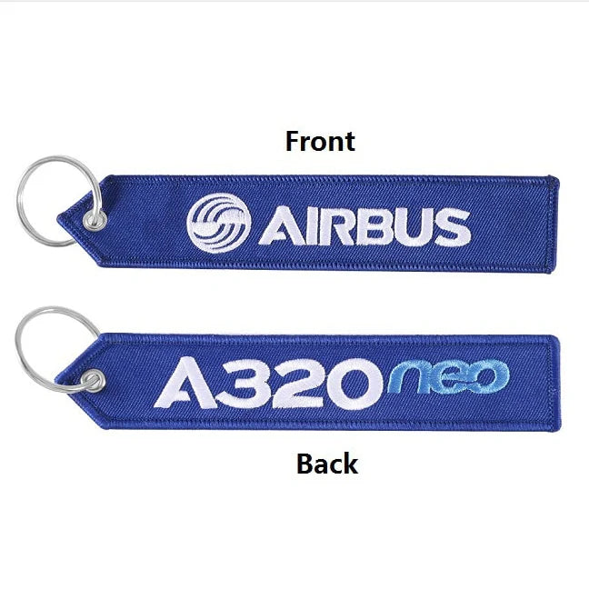 A320neo Embroidered Keychain Blue