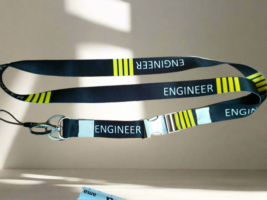 Engineer Four Stripes Premium Id Card Lanyard - Black