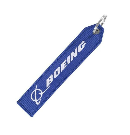 Boeing Keychain Embroidered Tag chain Ring Blue Luggage Safety