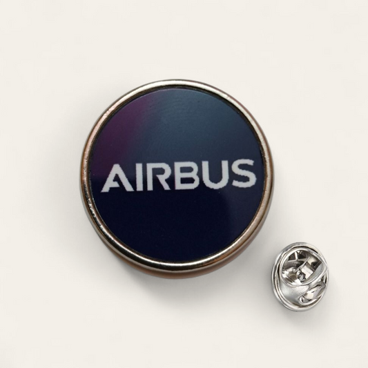 Airbus Logo Round Lapel Pin – Blue Background Metal Aviation Badge by Global MitRa