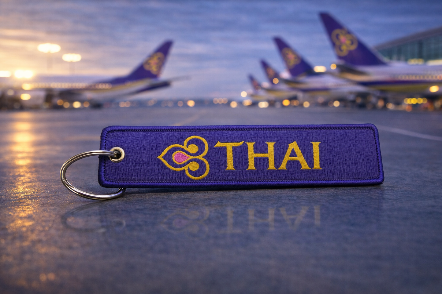 Thai Airways Keychain | Airline Fabric Keyring Tag | Aviation Keychain India | Pilot Gift | Global MitRa