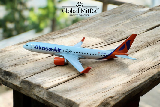 Akasa Air Boeing 737 MAX Aircraft Model – 20cm Diecast Plane Collectible with Stand | Global MitRa