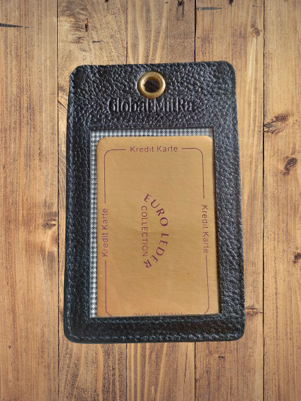 ID Card Holder, Pure Leather, r transparent windows to hold 4 id cards