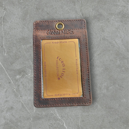 ID Card Holder, Pure Leather, r transparent windows to hold 4 id cards