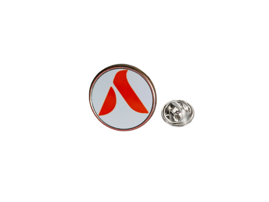Akasa Air Circular Lapel Pin – 25mm Premium Metal Aviation Badge by Global MitRa on Light Background