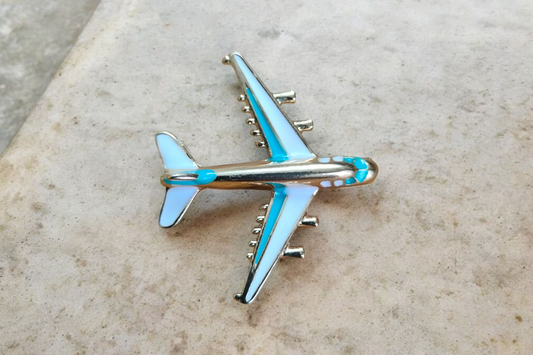 Premium Jet Airplane Lapel Pin – Red & Blue Variants | Aviation Brooch by Global MitRa