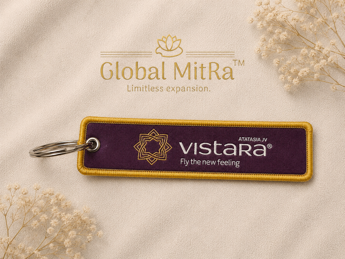 Vistara Embroidered Keychain | Premium Aviation Flight Tag | Airline Luggage Tag | Global MitRa