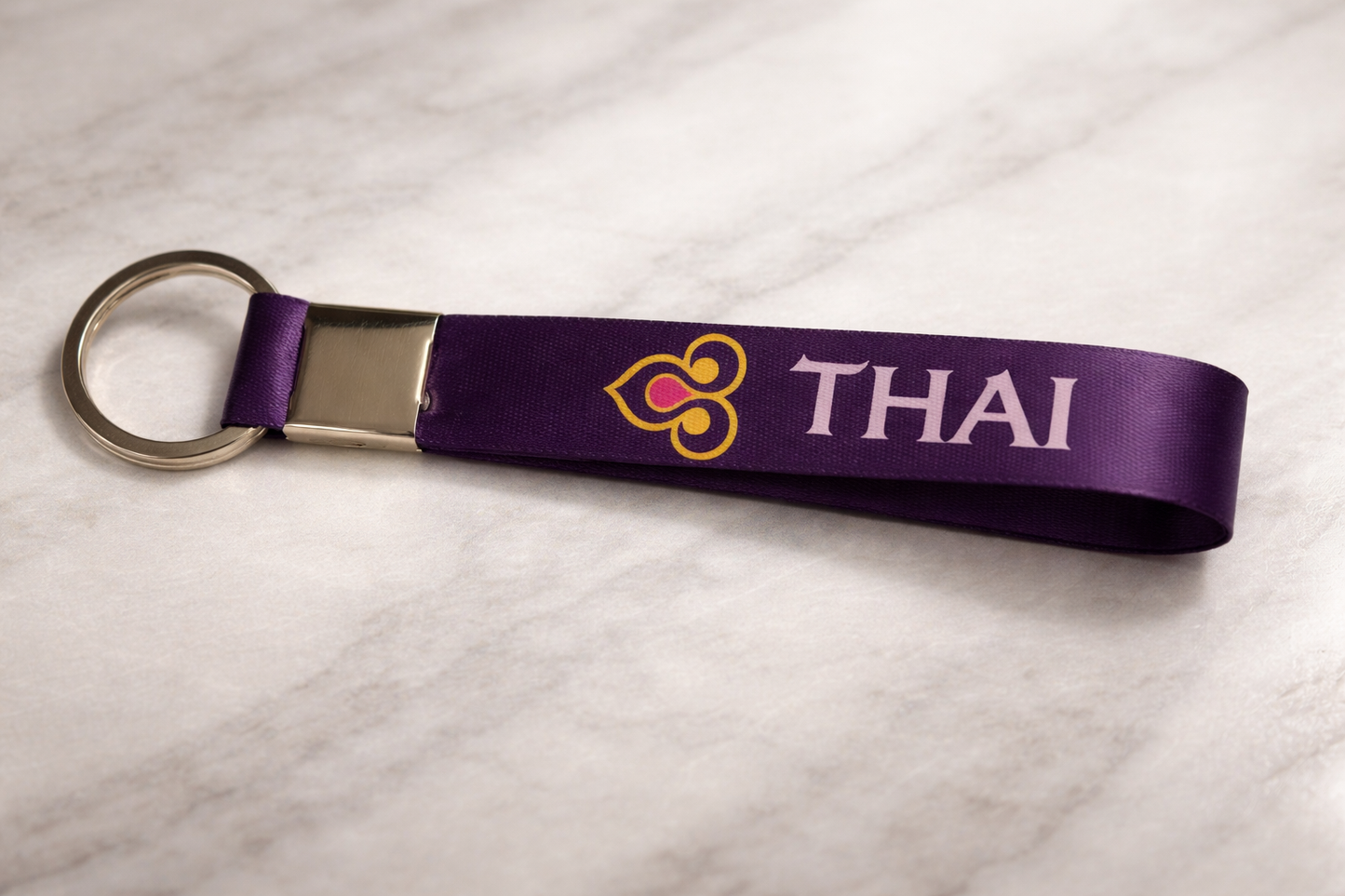 Thai Airways Satin Keychain | Premium Airline Keyring | Aviation Keychain Gift | Durable Metal Ring | Global MitRa India
