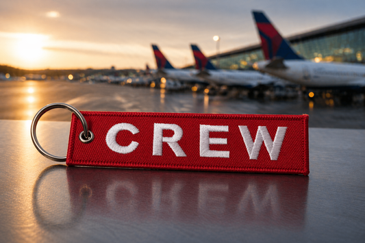 Crew Embroidered Aviation Keychain | Pilot Crew Tag Keyring | Flight Crew Keychain | Aviation Gift India | Global MitRa