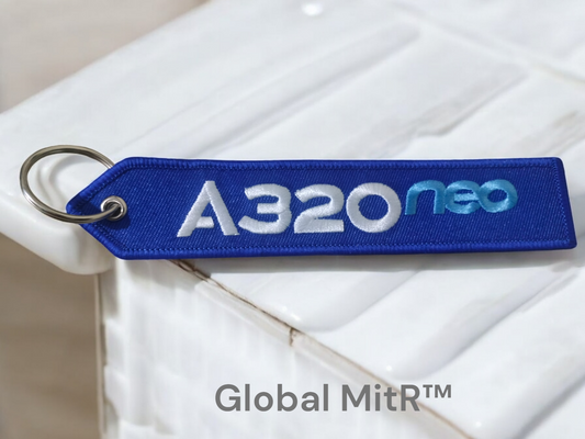 A320neo Embroidered Keychain Blue