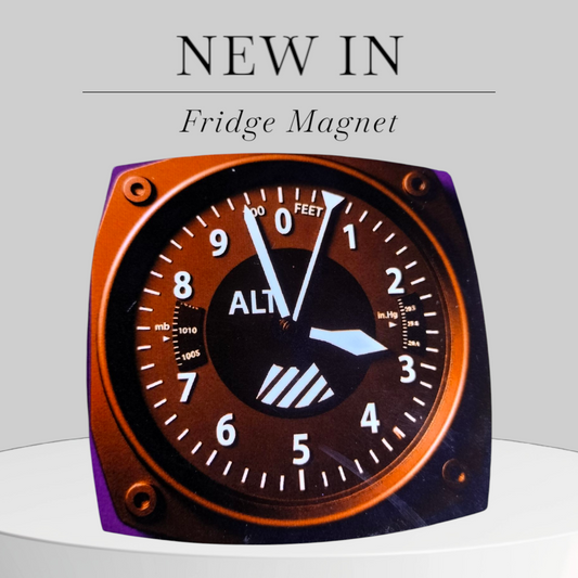Global MitRa aviation altimeter fridge magnet in premium packaging, ideal as a gift for pilots, aviation lovers, and aircraft enthusiasts