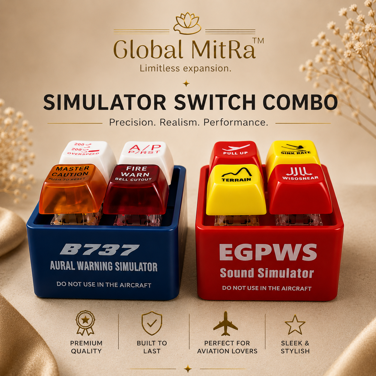 Aviation Warning Simulator Combo | B737 Aural Warning + EGPWS Sound Simulator | Aviation Collectible | Global MitRa