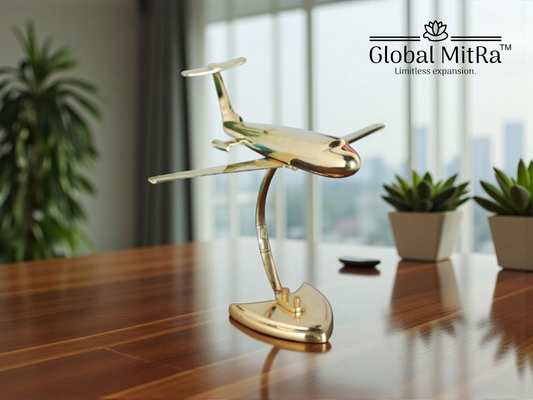 Premium Golden Airplane Model | Elegant Aviation Desk Ornament | Global MitRa