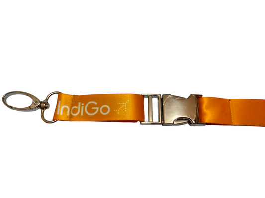 Indigo Legend Satin Lanyard with Metal Buckle – Premium Aviation ID Card Strap | Made in Indigo