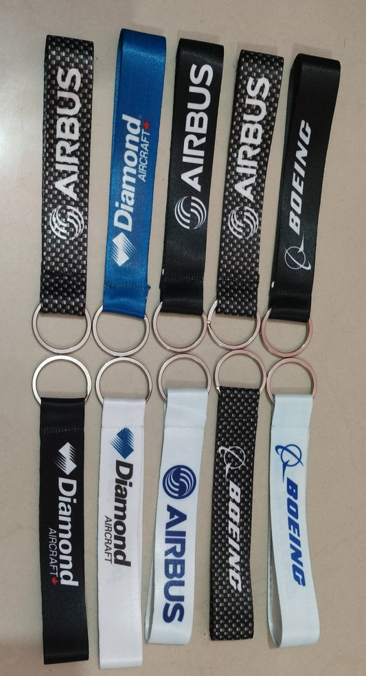 Premium Satin Aviation Aircraft Keychain – Airbus, Boeing, Diamond aircraft Logo Strap Keyring for Pilots & AME | Global MitRa