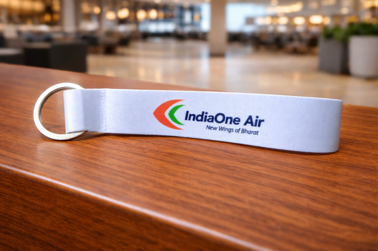 IndiaOne Air Aviation Keychain | Premium Airline Satin Key Tag | Aviation Collectible | Global MitRa