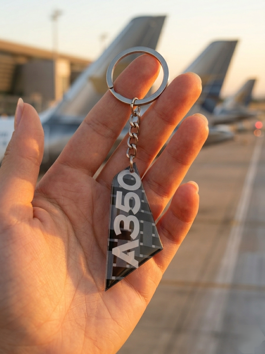 Airbus A350 Tail Acrylic Keyring | Aircraft Design Keychain | Aviation Keyring India | Pilot Gift | Global MitRa