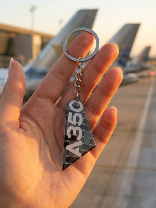 Airbus A350 Tail Acrylic Keyring | Aircraft Design Keychain | Aviation Keyring India | Pilot Gift | Global MitRa
