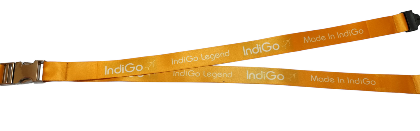 Indigo Legend Satin Lanyard with Metal Buckle – Premium Aviation ID Card Strap | Made in Indigo