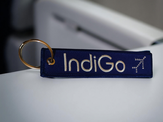 IndiGo Airlines Embroidered Tag – Aviation Keychain & Bag Tag for Crew, Pilots & Aviation Lovers | Global MitRa