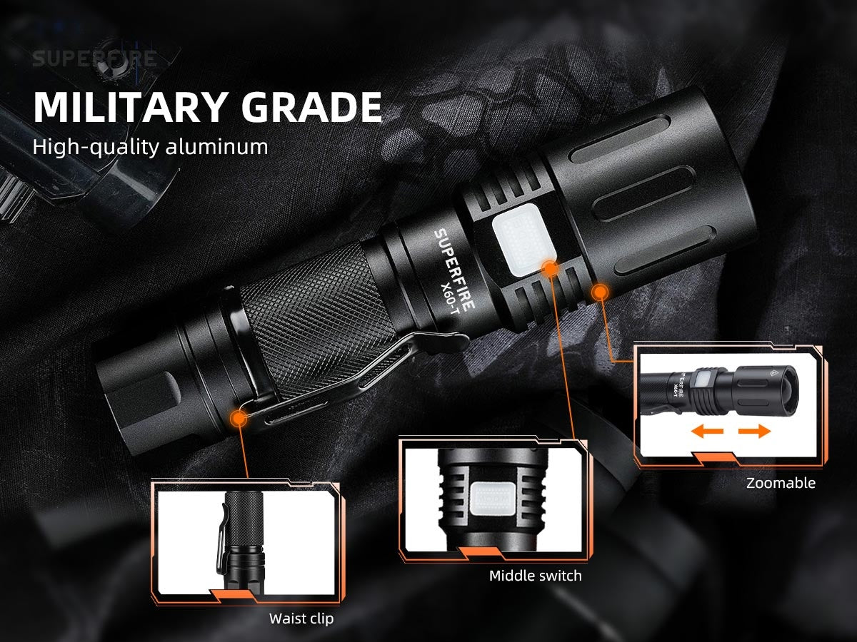 Superfire X60-T Mini Military Tactical Flashlight