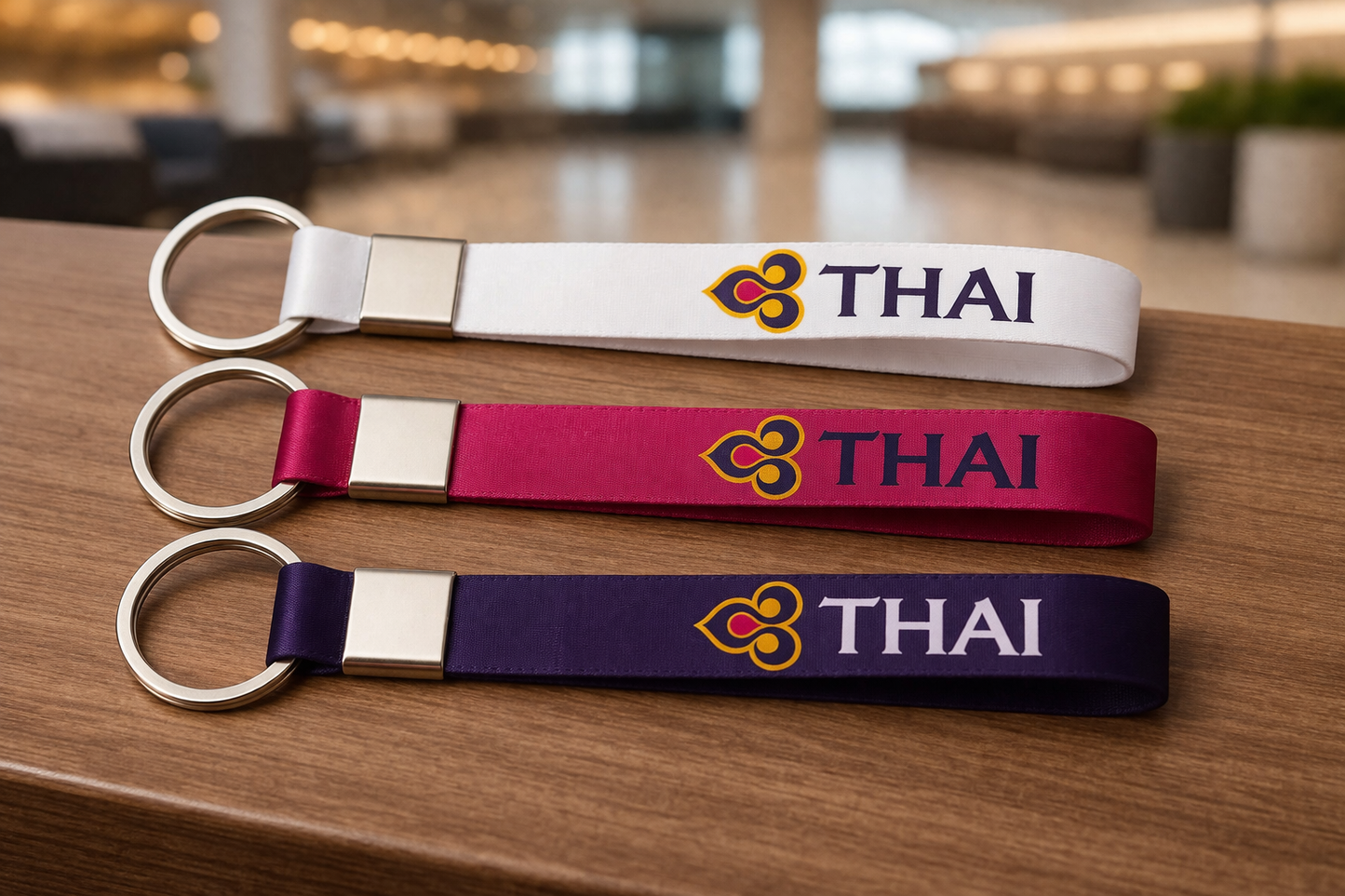 Thai Airways Satin Keychain | Premium Airline Keyring | Aviation Keychain Gift | Durable Metal Ring | Global MitRa India