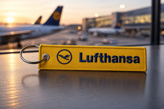 Lufthansa Embroidered Keychain | Aviation Crew Tag Keyring | Pilot Keychain | Airline Keychain India | Global MitRa