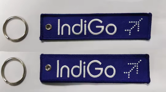 IndiGo Airlines Embroidered Tag – Aviation Keychain & Bag Tag for Crew, Pilots & Aviation Lovers | Global MitRa